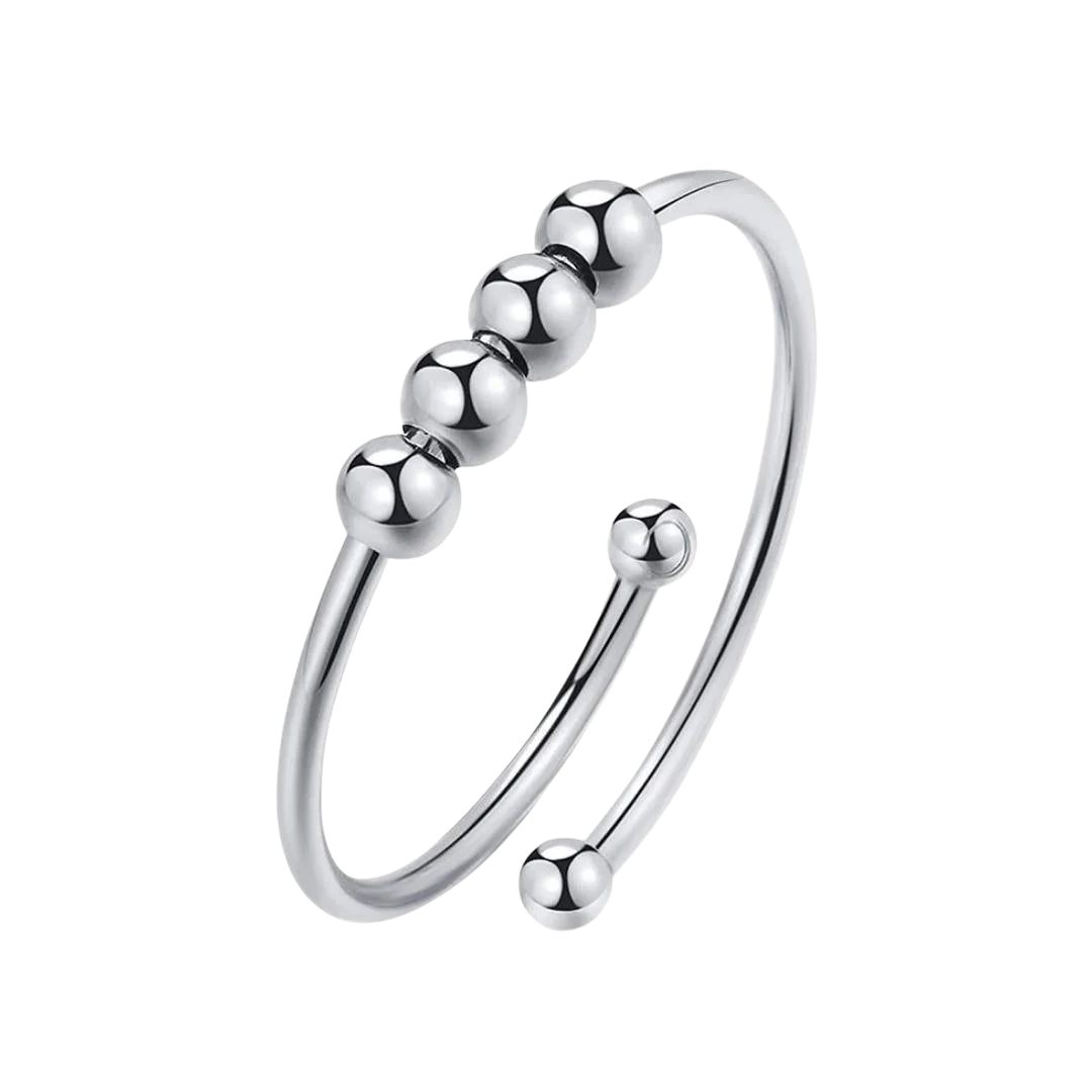 Calm ring | fidget ring | anxiety ring | zilver | beads | kralen